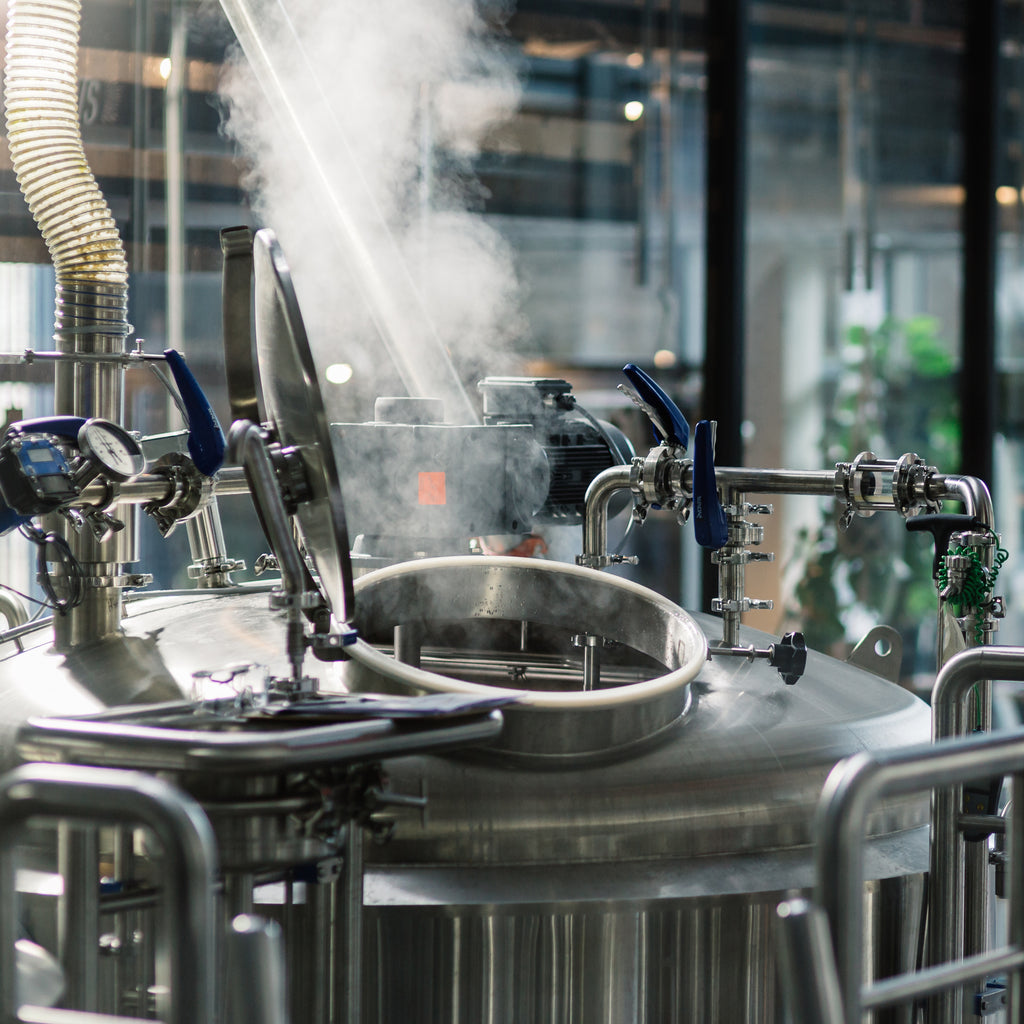 Steaming tank of a craft beer brewery in Singapore